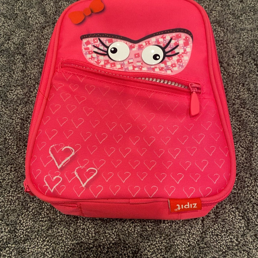 Pink Zipit Lunch Bag with Heart Design